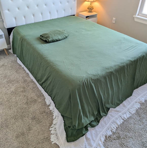 Pure Bamboo Green Queen Fitted Sheets & Flat Sheets Flowy Cooling Breathable - Picture 13 of 13